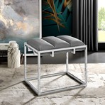 Brayson Velvet Ottoman (Navy + Gold)