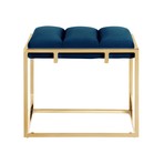 Brayson Velvet Ottoman (Navy + Gold)