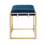 Brayson Velvet Ottoman (Navy + Gold)