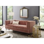 Geoffey Velvet Sofa (Black + Chrome)