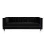 Geoffey Velvet Sofa (Black + Chrome)