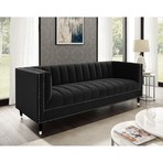 Geoffey Velvet Sofa (Black + Chrome)