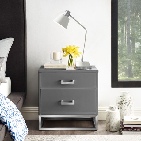 Perkolli Accent Table (Dark Grey + Chrome)