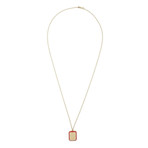 Minimalist Red Pendant Necklace // 14K Gold Plating + Stainless Steel