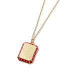 Minimalist Red Pendant Necklace // 14K Gold Plating + Stainless Steel