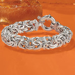 Stainless Steel Thick Cut Fish-Hook Byzantine Bracelet