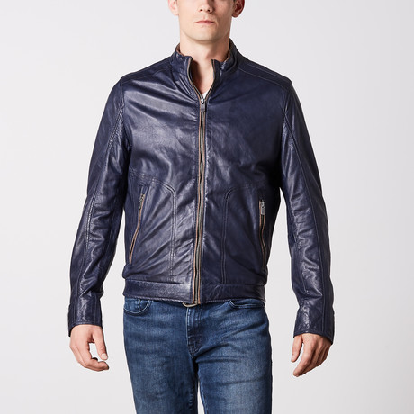 Gavin Leather Jacket // Navy (S)