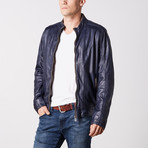 Gavin Leather Jacket // Navy (M)