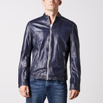 Liam Leather Jacket // Navy (S)