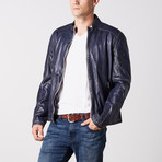 Liam Leather Jacket // Navy (S)