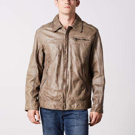 Parker Leather Jacket // Stone (S)