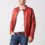 Wiggins Leather Jacket // Red (XL)