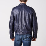 Gavin Leather Jacket // Navy (XL)