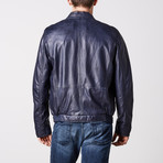 Gavin Leather Jacket // Navy (M)