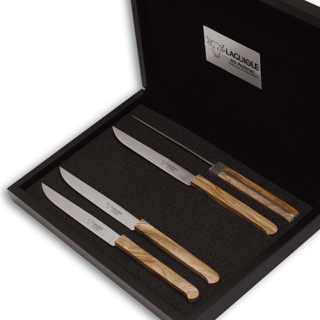 Cubique + Olivewood Handle Steak Knives // Set Of 4