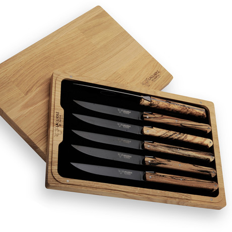 Ancestral Steak Knives In Aubrac Beech Wood + Titanium Blade // Set Of 6
