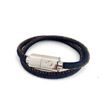 Charging Cable Bracelet Double Wrap // Denim + Silver (15" iPhone)