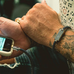 Charging Cable Bracelet Single Wrap // Denim + Silver (7.5" iPhone)