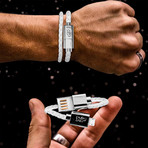 Charging Cable Bracelet Double Wrap // White + Silver (14" iPhone)
