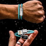 Charging Cable Bracelet Double Wrap // Turquoise + Silver (15" iPhone)