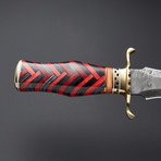 Damascus Steel Colored Wood Art Handle Bowie