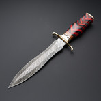Damascus Steel Colored Wood Art Handle Bowie