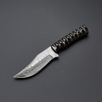 Damascus Steel Grooved Micarta Hunting Knife