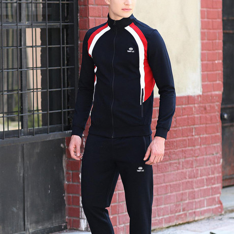 Ben Tracksuit // Navy Blue + Red (S)