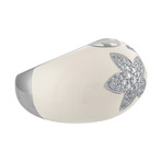 Nouvelle Bague India Preziosa 18k White Gold Diamond + White Enamel Ring // Ring Size: 5.25