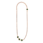 Nouvelle Bague 18k Rose Gold Green Enamel Diamond Necklace