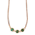 Nouvelle Bague 18k Rose Gold Green Enamel Diamond Necklace