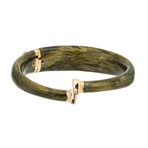 Nouvelle Bague 18k Pink Gold Green + Tan Enamel Diamond Bangle Bracelet