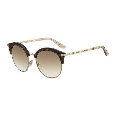 Jimmy Choo // Women's Hally Cat Eye Clubmaster Sunglasses // Havana + Brown Gradient