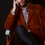 Slim Fit Twill Check Shirt // Navy + Red (M)