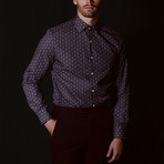 Slim Fit Floral Print Shirt // Maroon + Cream (S)