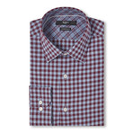 Contemporary Fit Flannel Check Men's Dress Shirt // Oxblood + Blue (L)