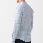 Liam Long Sleeve Button Up Shirt // Dark Blue + Turquoise (2XL)