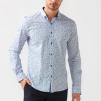 Liam Long Sleeve Button Up Shirt // Dark Blue + Turquoise (L)