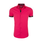 Milan Casual Short Sleeve Button Down Shirt // Pink (XL)