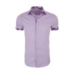Adolfo Casual Short Sleeve Button Down Shirt // Purple (2XL)