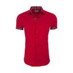 Lyman Casual Short Sleeve Button Down Shirt // Red (3XL)