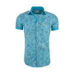 William Casual Short Sleeve Button Down Shirt // Blue (L)