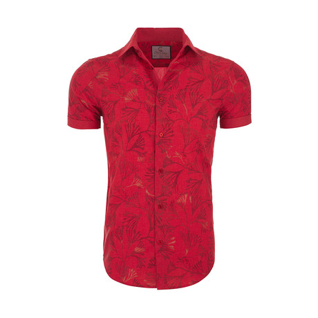Sidney Casual Short Sleeve Button Down Shirt // Red (XS)