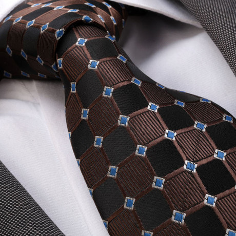 Squares Silk Tie // Black + Brown + Blue