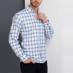 G649 Button-Up Shirt // White + Blue (L)