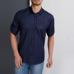 Gavin Button-Up Shirt // Dark Blue + Burgundy (Large)