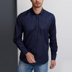Gavin Button-Up Shirt // Dark Blue + Burgundy (Small)
