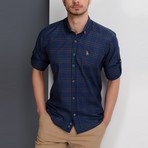 Gavin Button-Up Shirt // Dark Blue + Sax (Small)