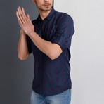 Gavin Button-Up Shirt // Dark Blue + Burgundy (3X-Large)
