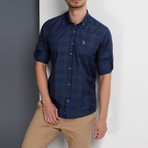 Gavin Button-Up Shirt // Dark Blue + Sax (Small)